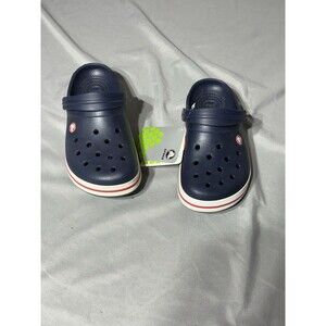 Crocs Crocband Mens 7 Womens 9 Navy Blue Red Stripe New